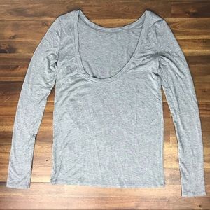 Aerie Backless Scoop Long Sleeve Top in Gray